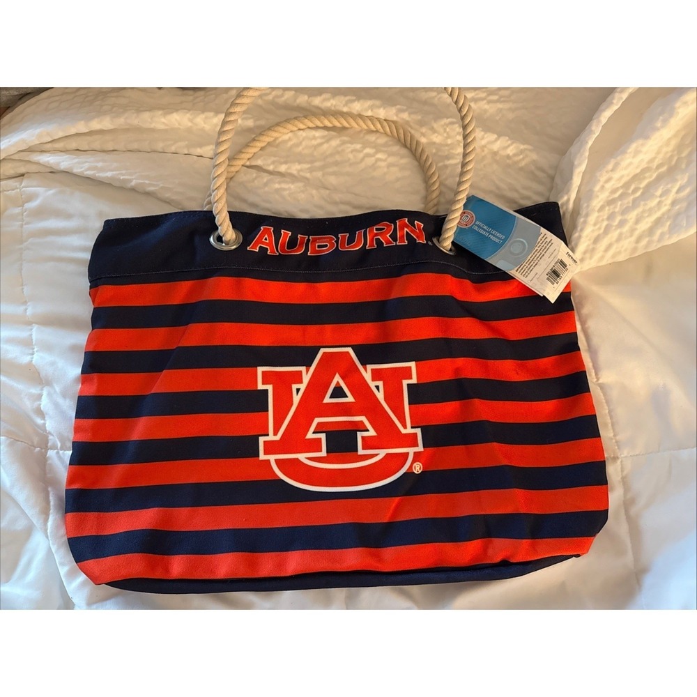 FOCO Auburn University Nautical Stripe Tote BRAND NEW: 13" x 18 1/2" NCAA Tigers